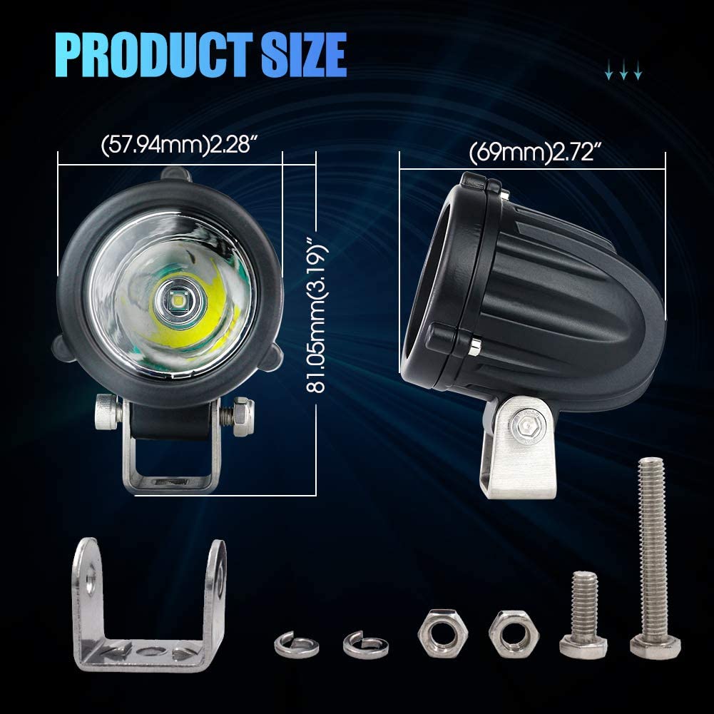 2 Inch Spot Beam Round LED Pods Work Lights Motorcycle Driving Lights