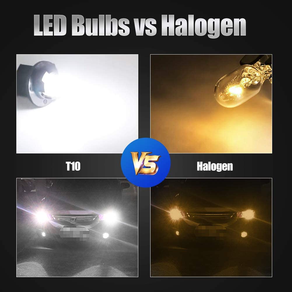 4WDKING 194 T10 LED Bulbs Xenon White 6000k Super Bright LED Replacement Bulbs for Car Interior Dome Map Door Courtesy License Plate Lights Compact Wedge W5W 2835 10 Pcs