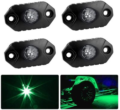 Green LED Rock Lights 4 Pods - 4WDKING